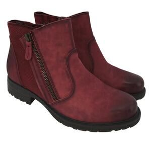 Earth Jordan Ankle Boot Womens 7 Wide Wine Burgundy Red Side Zip Leather Oxblood